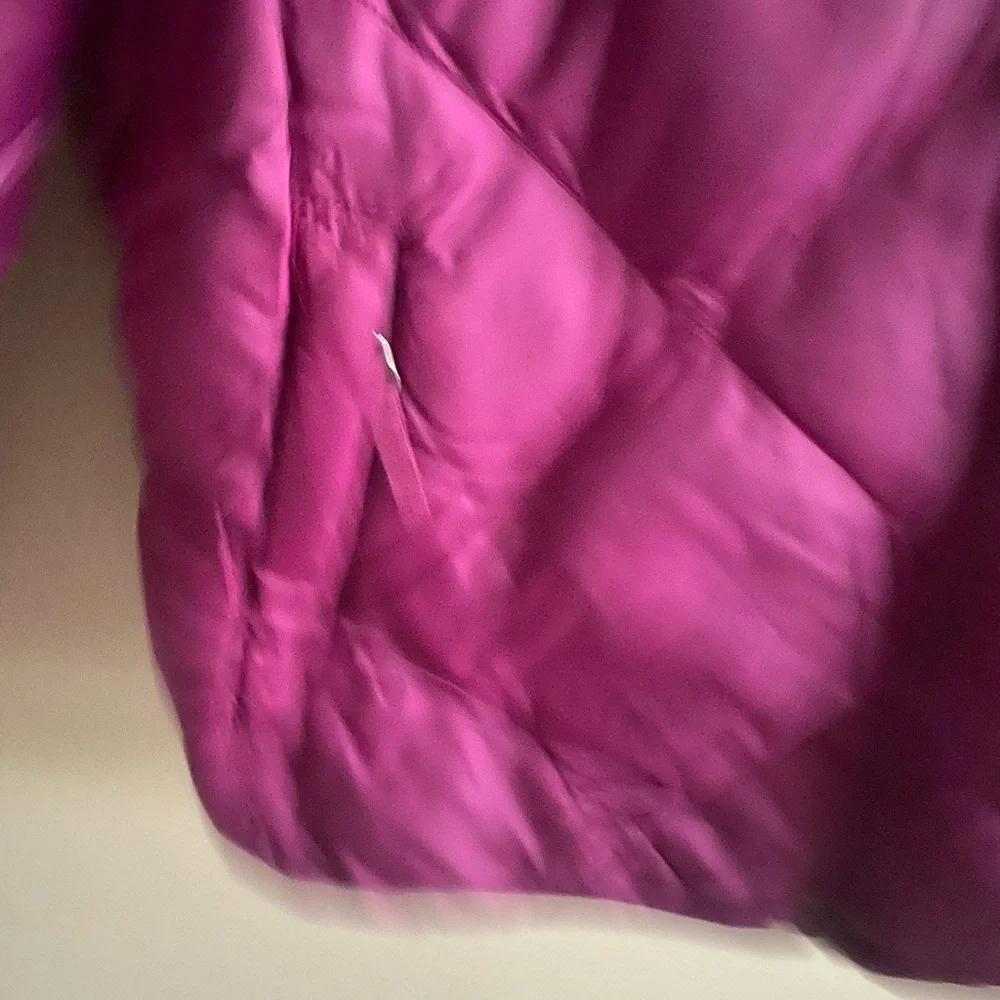 The North Face Jacket Girls L 16/18‎ Hooded Purple Reversible Plaid Mossbud 550